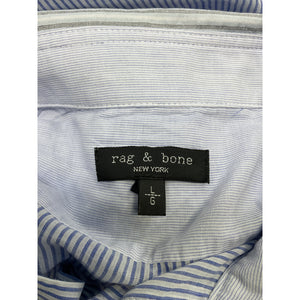 Rag And Bone Oversized Blue Multi Stripe Diana Button Up Shirt Size L