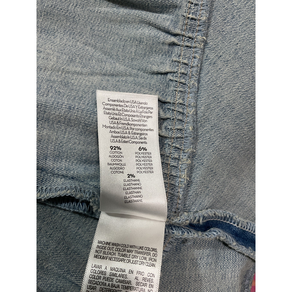 Mother 'The Ruffle' Blue Mini Raw Edge Denim Skirt Size 28