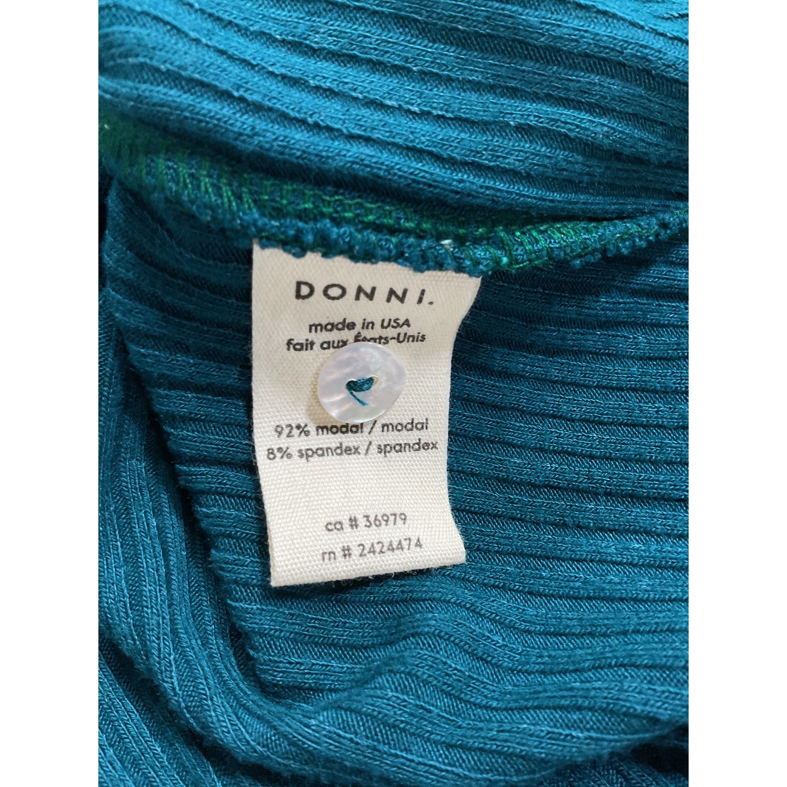 Donni. 'Ribbed' Blue Knit Crewneck Cardigan Size XS