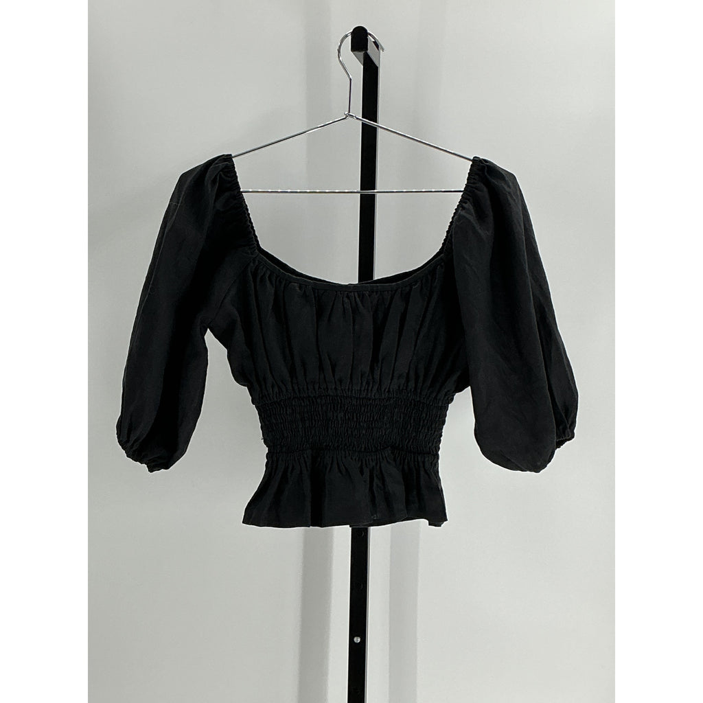Faithfull The Brand 'Kinsley' Black Linen Top Size M