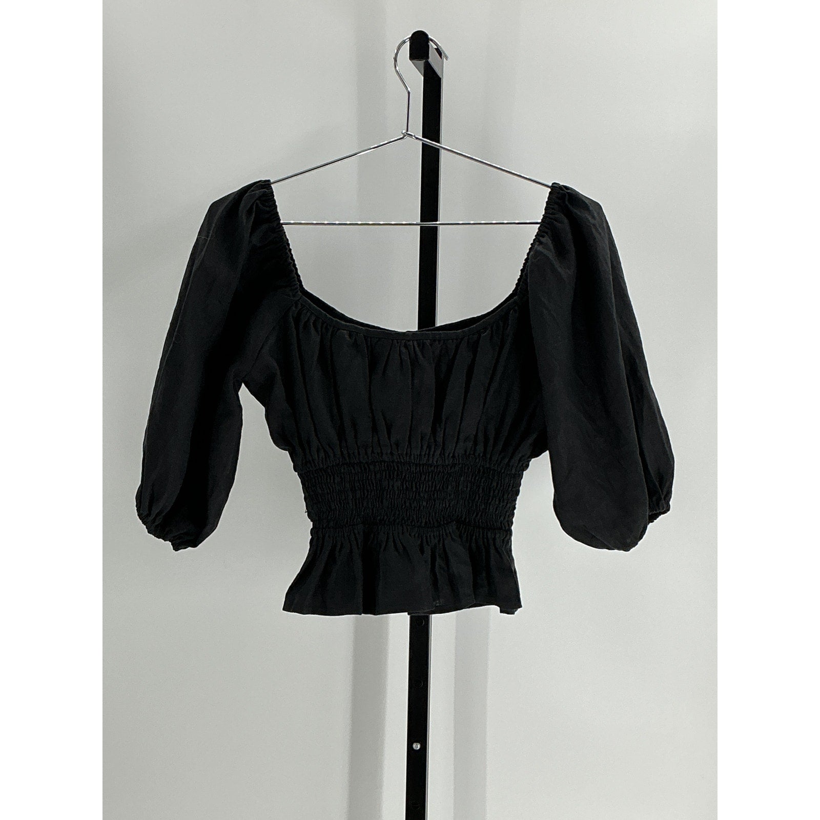 Faithfull The Brand 'Kinsley' Black Linen Top Size M
