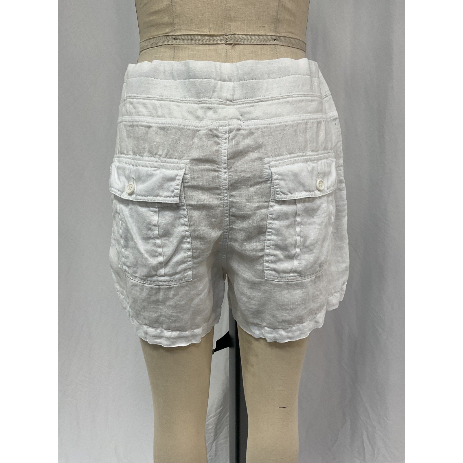 James Perse Cotton White Linen Jersey-Trimmed Linen Shorts Size 2