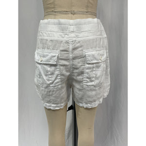 James Perse Cotton White Linen Jersey-Trimmed Linen Shorts Size 2