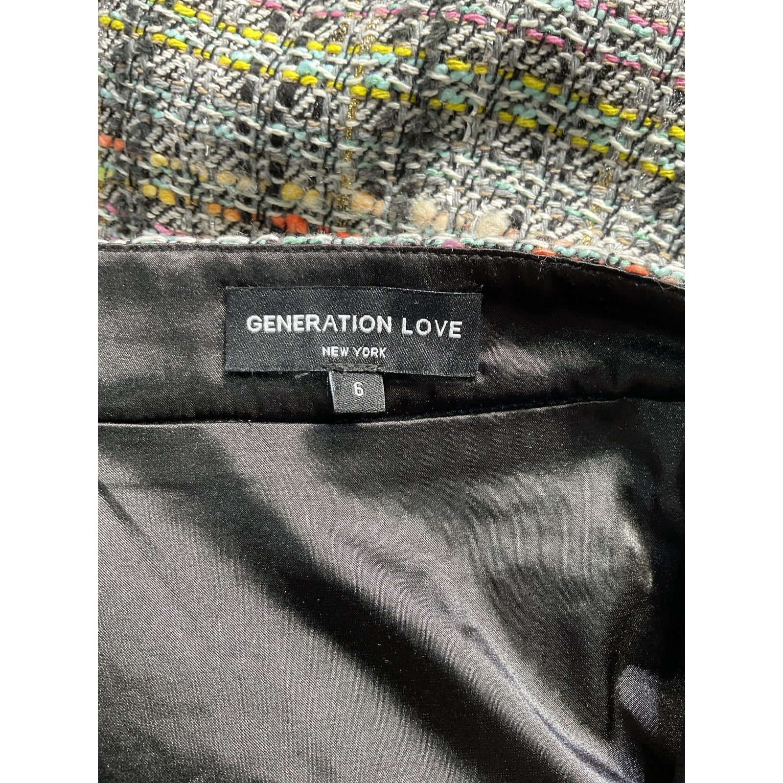 Generation Love 'Sandra' Black Tweed Skirt Size 6