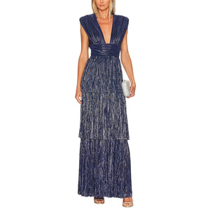 Sabina Musayev Pleated Blue Judith Gown Size L