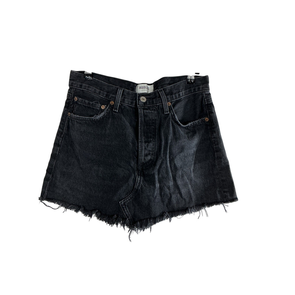 Agolde Parker 'Angled' Black Cotton Hem Skirt Size 26