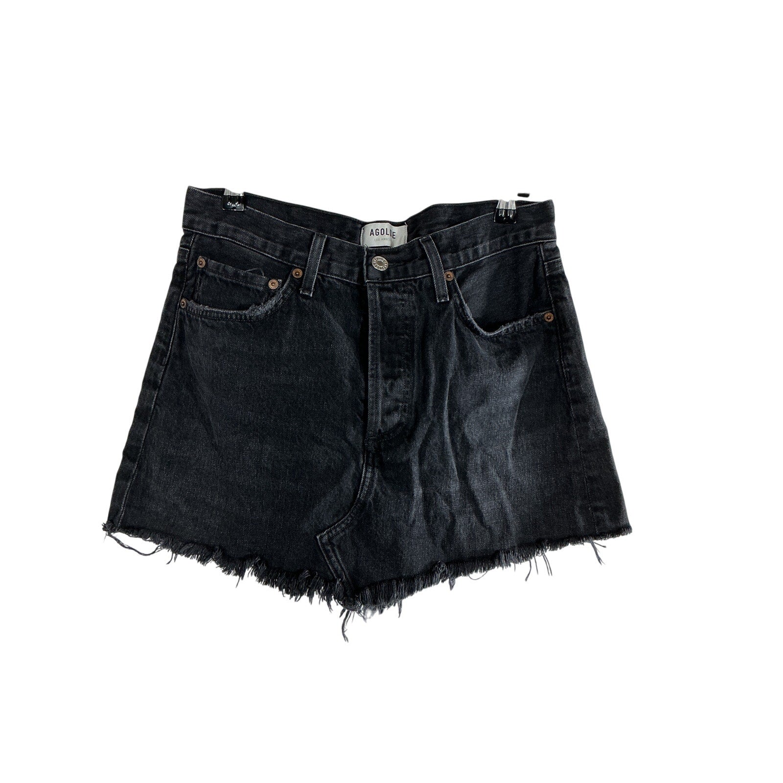 Agolde Parker 'Angled' Black Cotton Hem Skirt Size 26