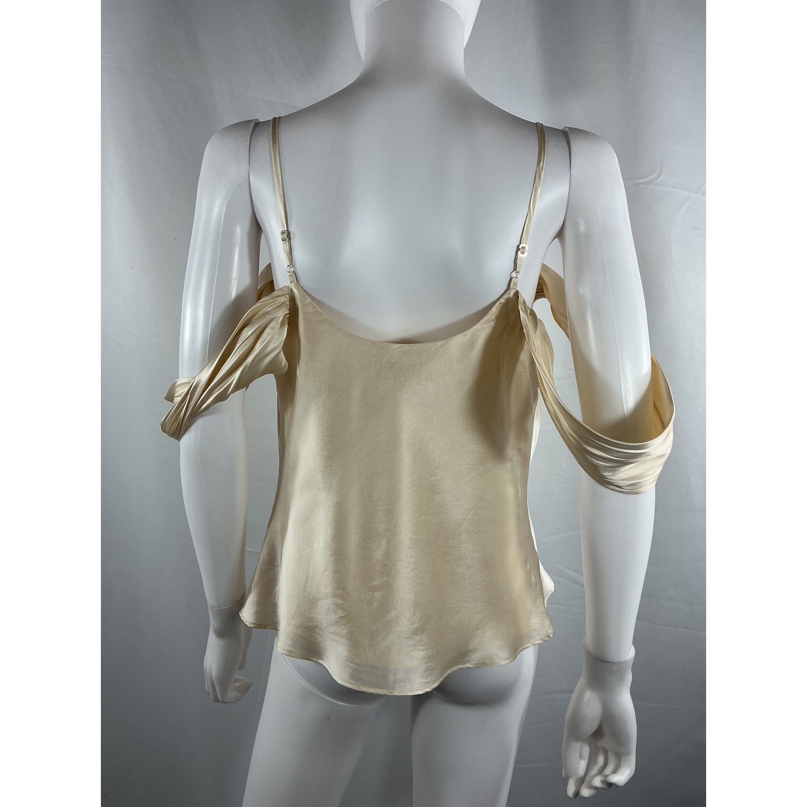 L'Agence 'Ellington' White Silk Draped Sleve Cami Size M