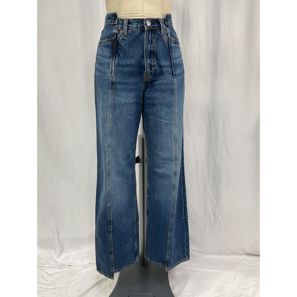 Reformation 'Cary' Blue Cotton High Rise Slouchy Wide Leg Jeans Size 25