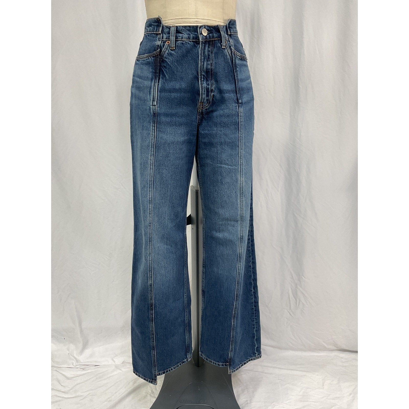 Reformation 'Cary' Blue Cotton High Rise Slouchy Wide Leg Jeans Size 25