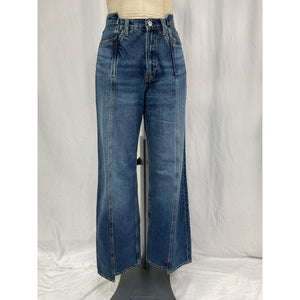 Reformation 'Cary' Blue Cotton High Rise Slouchy Wide Leg Jeans Size 25