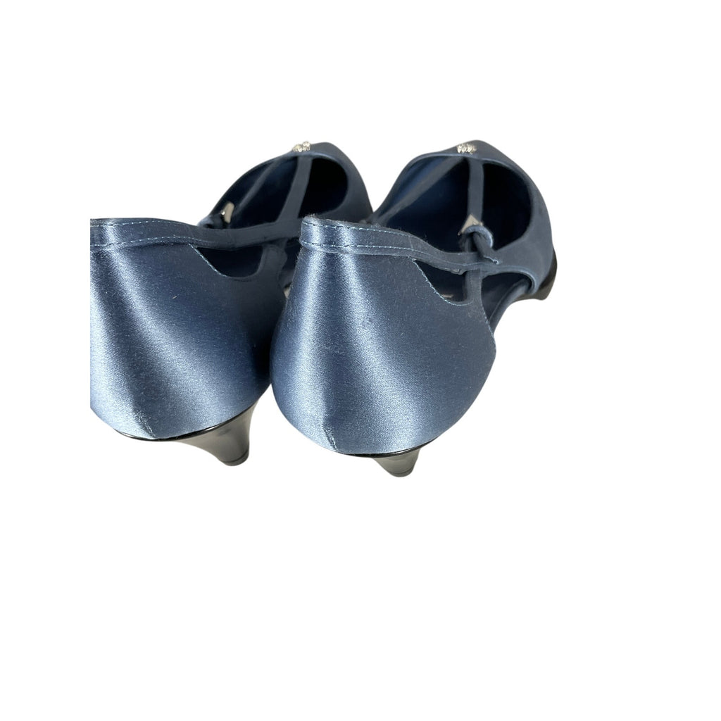 Prada Satin Crisscross Blue Satin Buckle Pumps Size 8.5