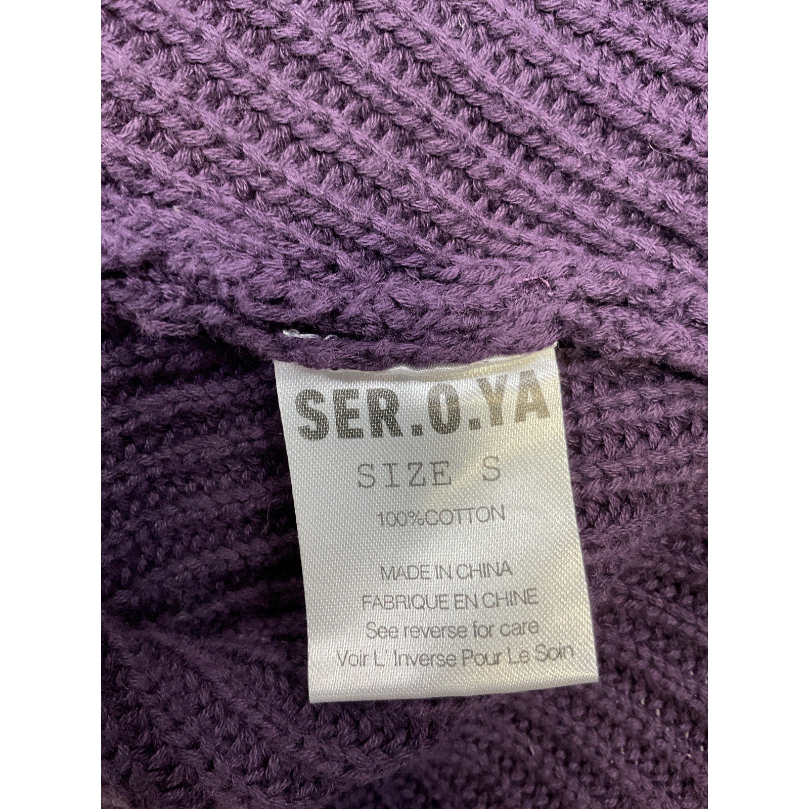 Ser.O.Ya Mid Cropped Purple Cotton Devin Sweater Size S