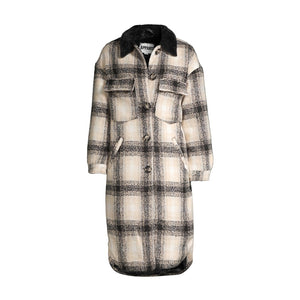 Apparis 'James' Tan Plaid Faux Fur Collar Coat Size XS