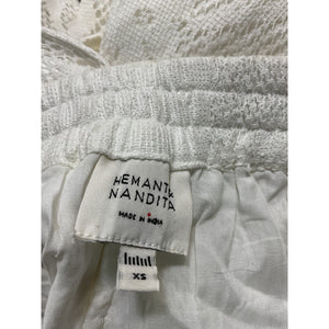 Hemant And Nandita Lace Off White Belted Shorts Size XS