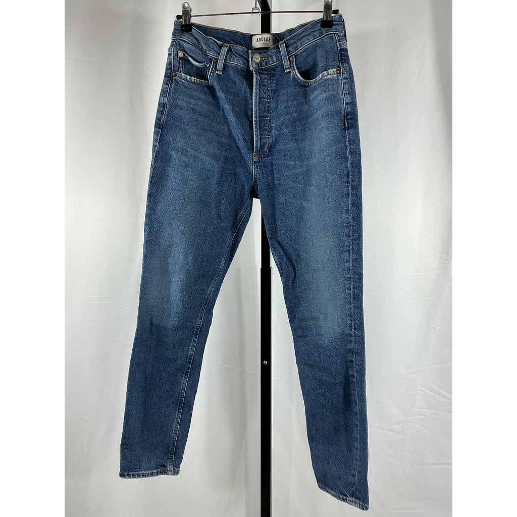 Agolde 'Nico' Blue Lyocell High Rise Slim Fit Jean Size 27