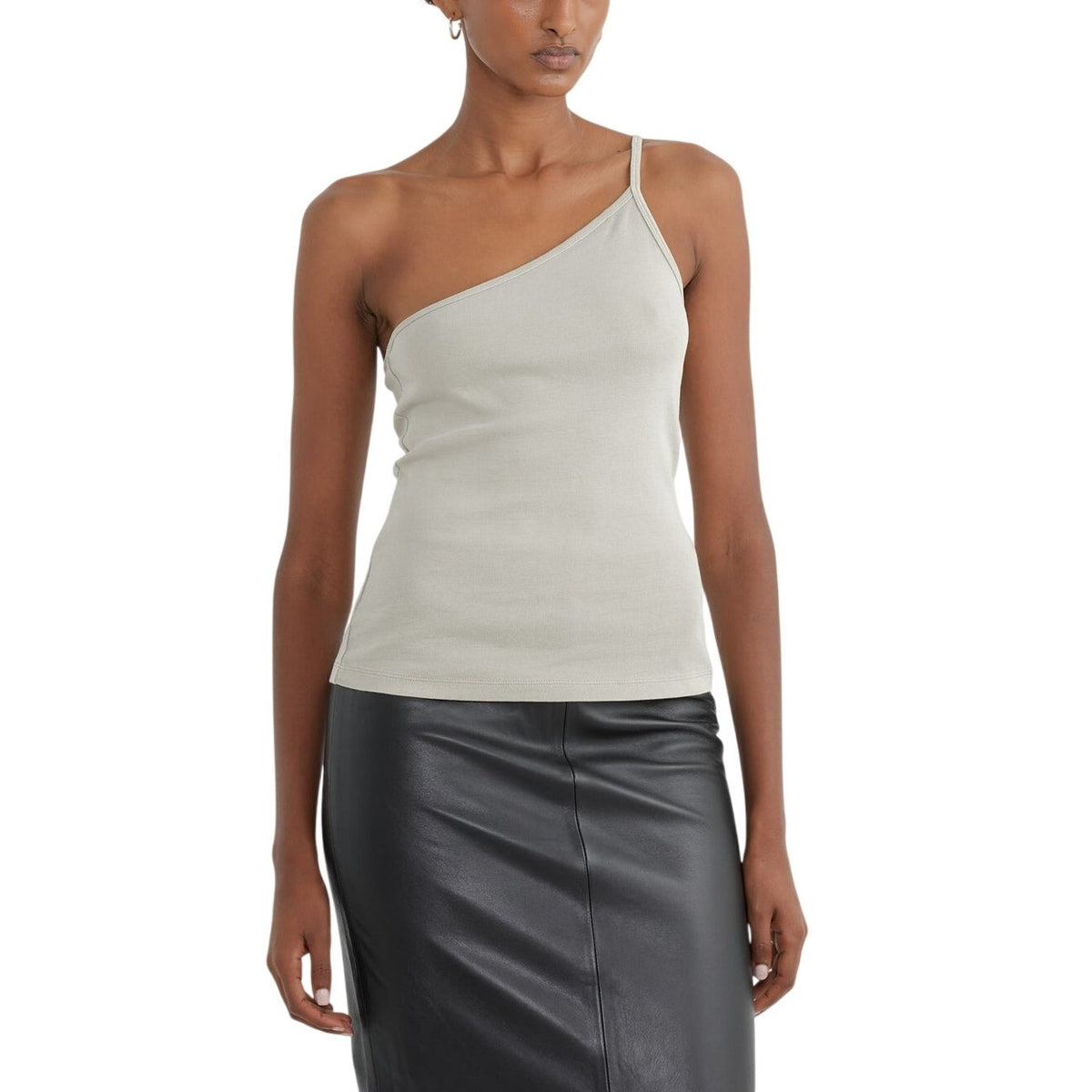 St. Agni Organic Green One Shoulder Tank Top Size XS