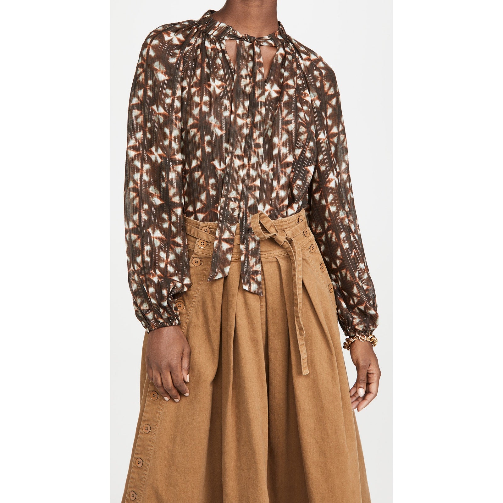 Ulla Johnson 'Luna' Brown Silk Blouse Size 2