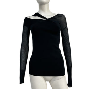 Helmut Lang Asymmetric Black Twist Neck Top Size S NWT
