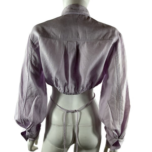 Matthew Bruch Cropped Long Sleeve Lilac Button Down Shirt Size 2