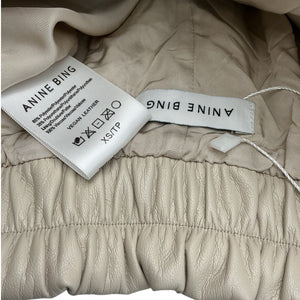 Anine Bing Vegan Leather Beige Sofia Shorts Size XS