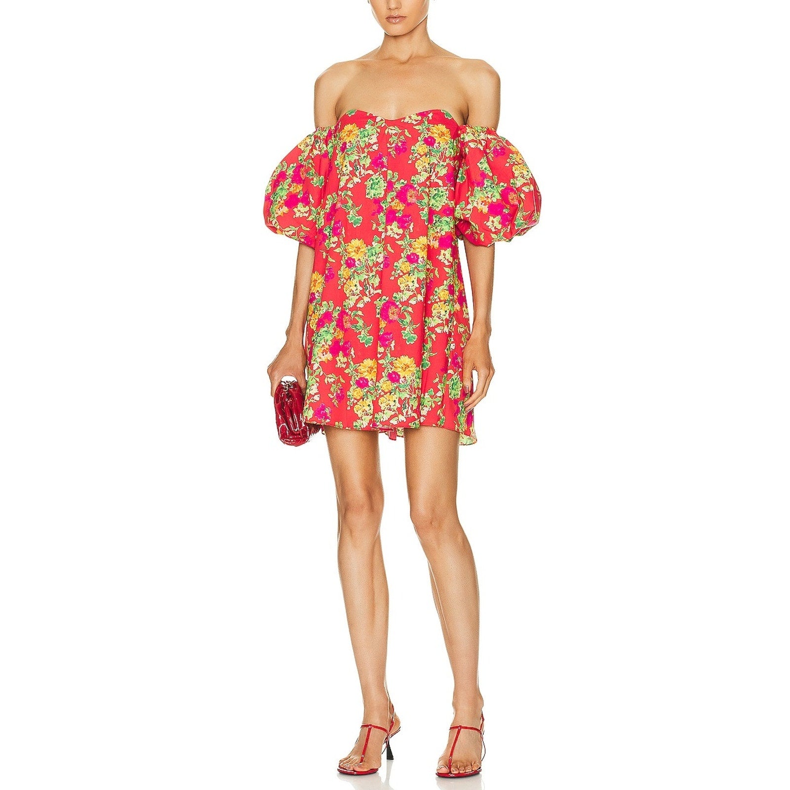 Caroline Constas 'Palmer' Red Poplin Off Shoulder Mini Dress Size XS - NWT