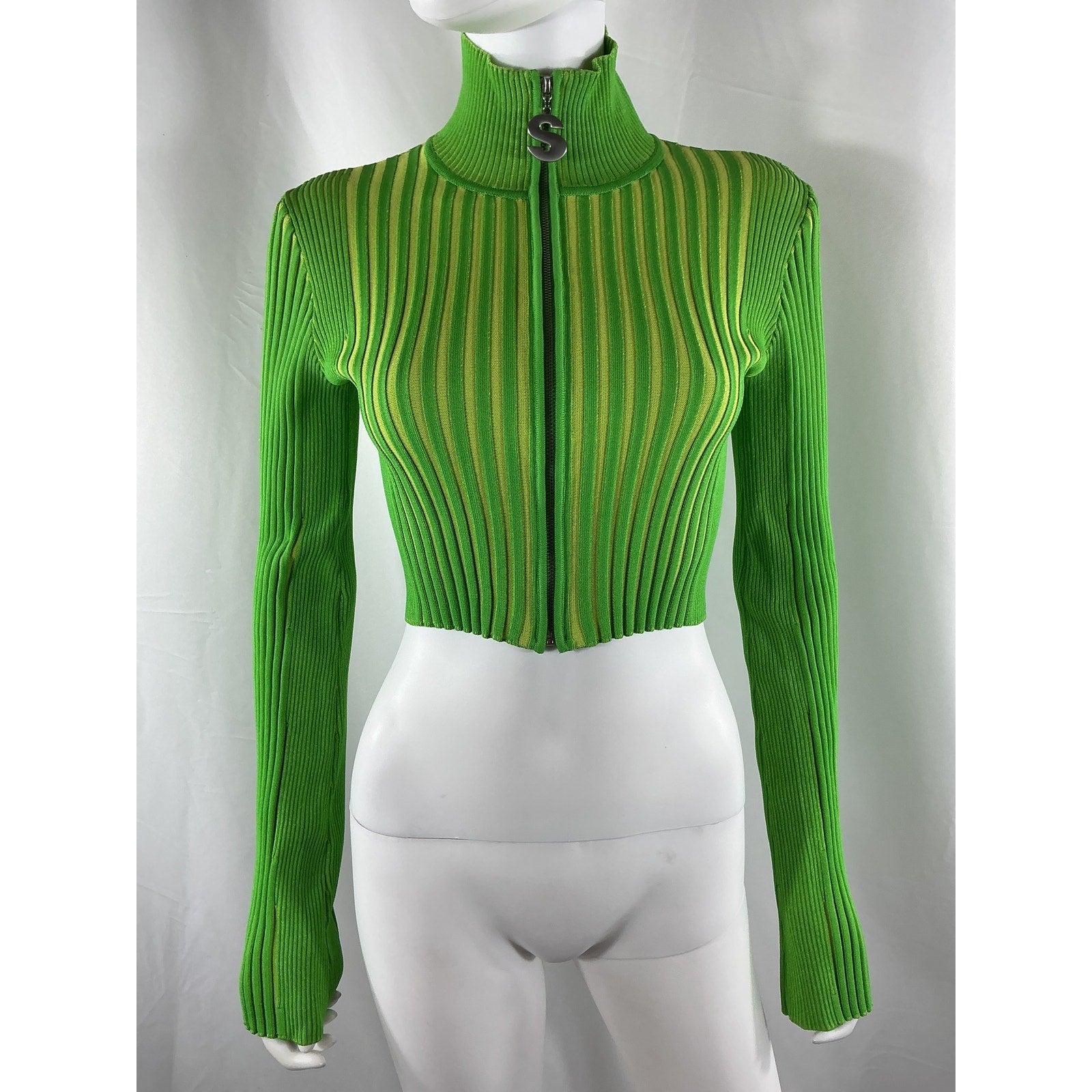 Simon Miller 'Peep' Green Viscose Zip Sweater Size S