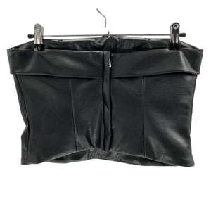 Helsa Sleek Black Waterbased Faux Leather Bustier Top Size S