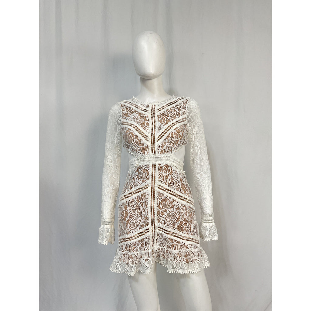 For Love & Lemons 'Emerie' White Nylon Cut Out Dress Size S