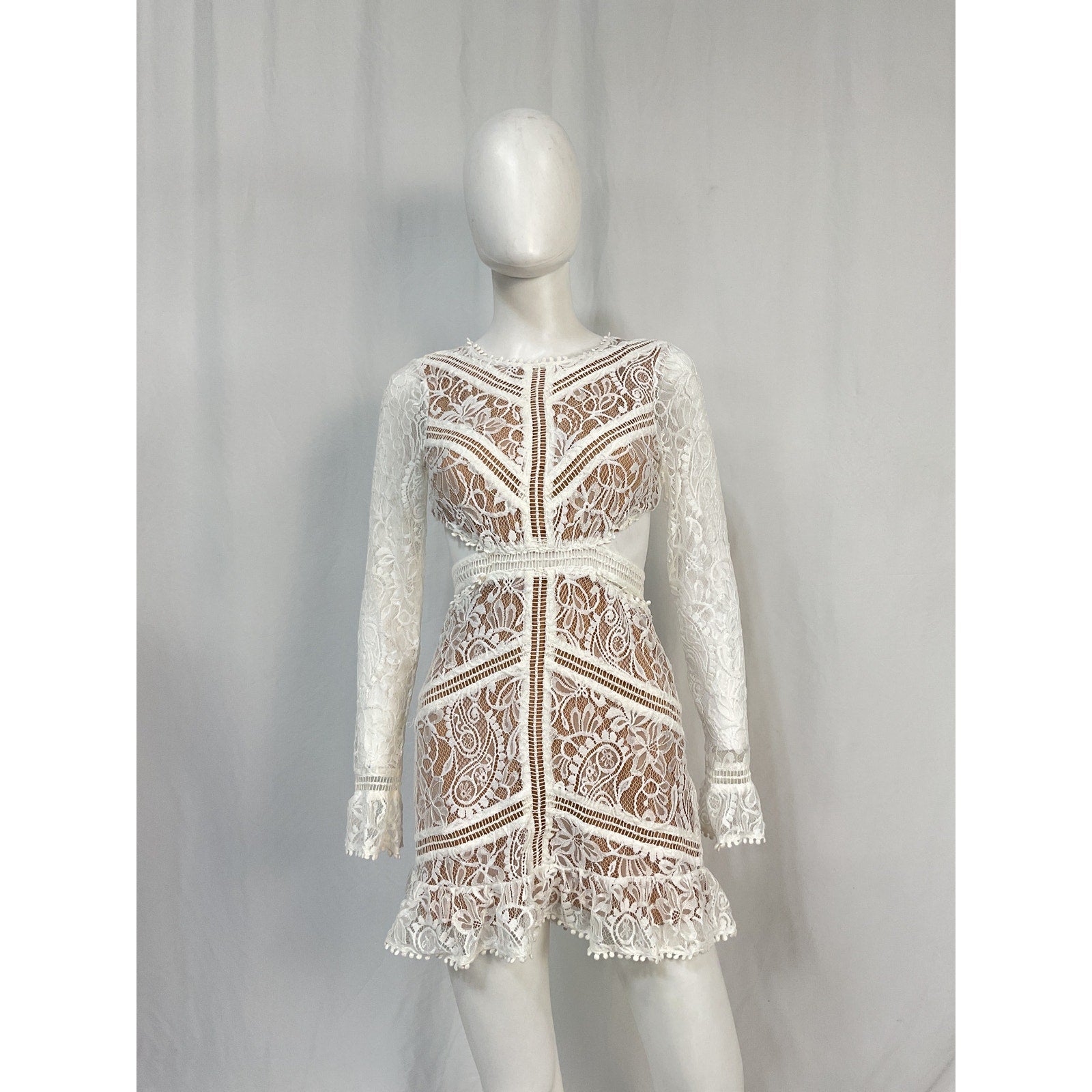 For Love & Lemons 'Emerie' White Nylon Cut Out Dress Size S