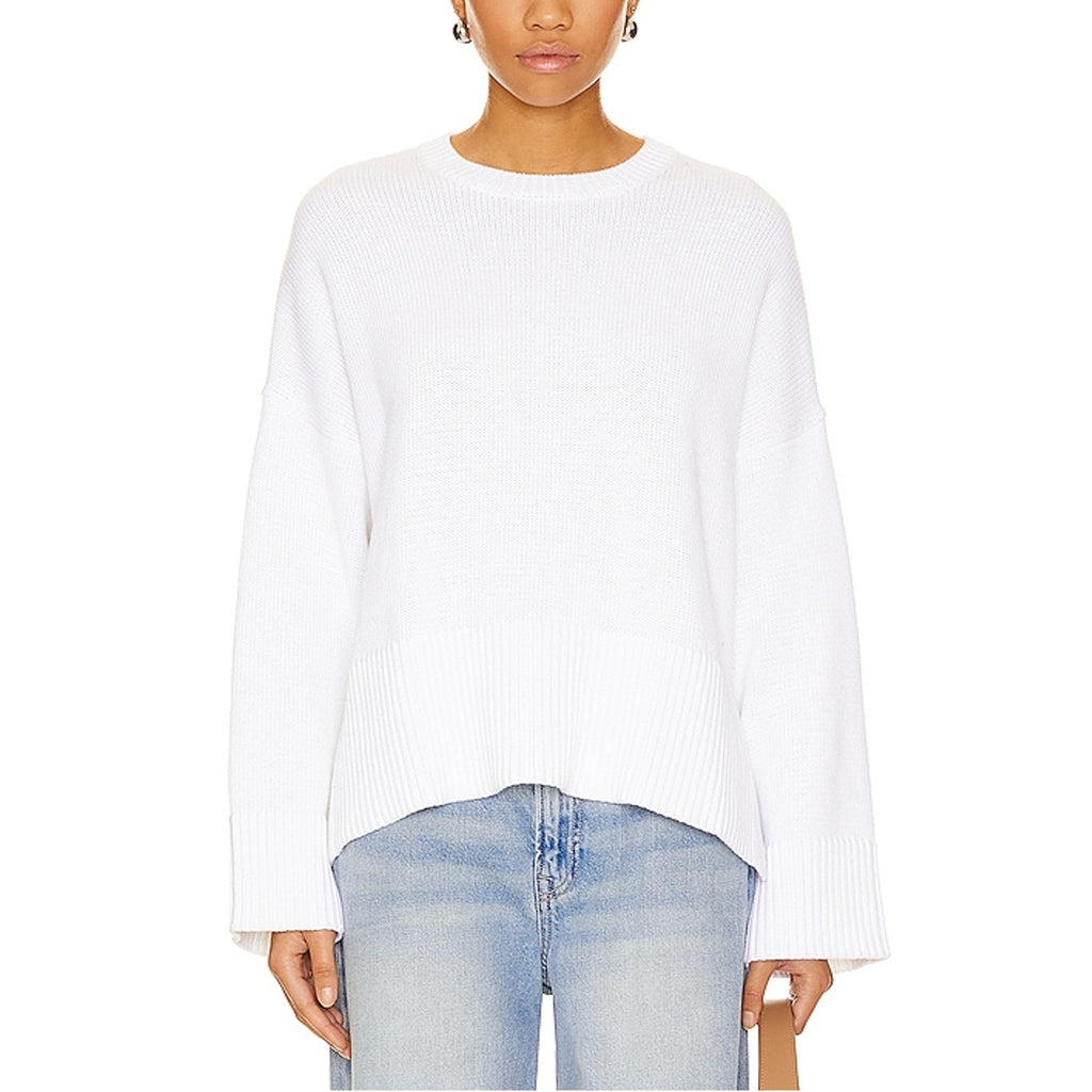 Autumn Cashmere White Relaxed Solid Crew Size S