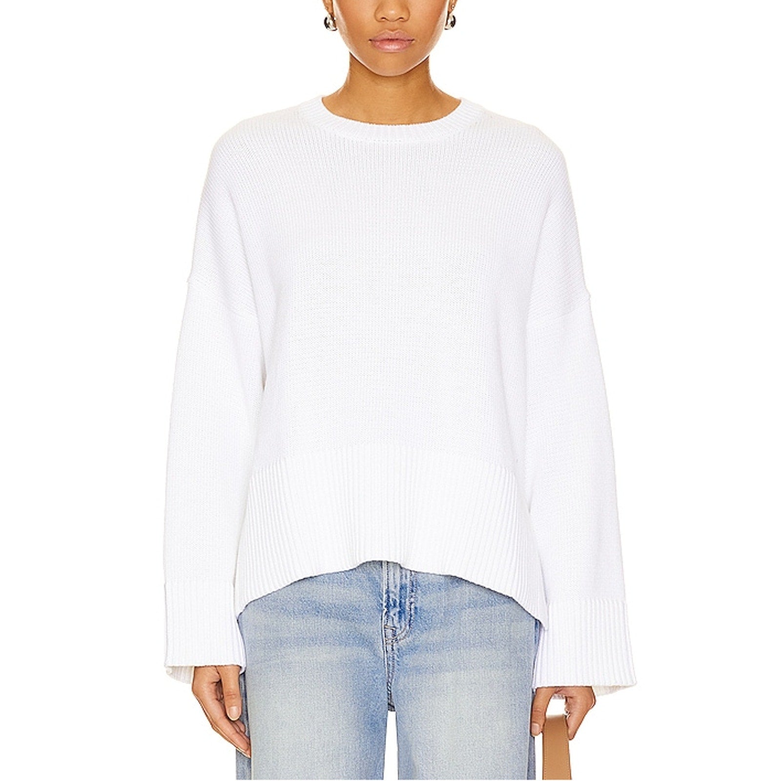Autumn Cashmere White Relaxed Solid Crew Size S