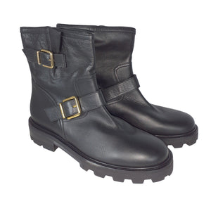 Jimmy Choo Buckled Black Youth Li Biker Boots Size Womens 11 US / 41 EU