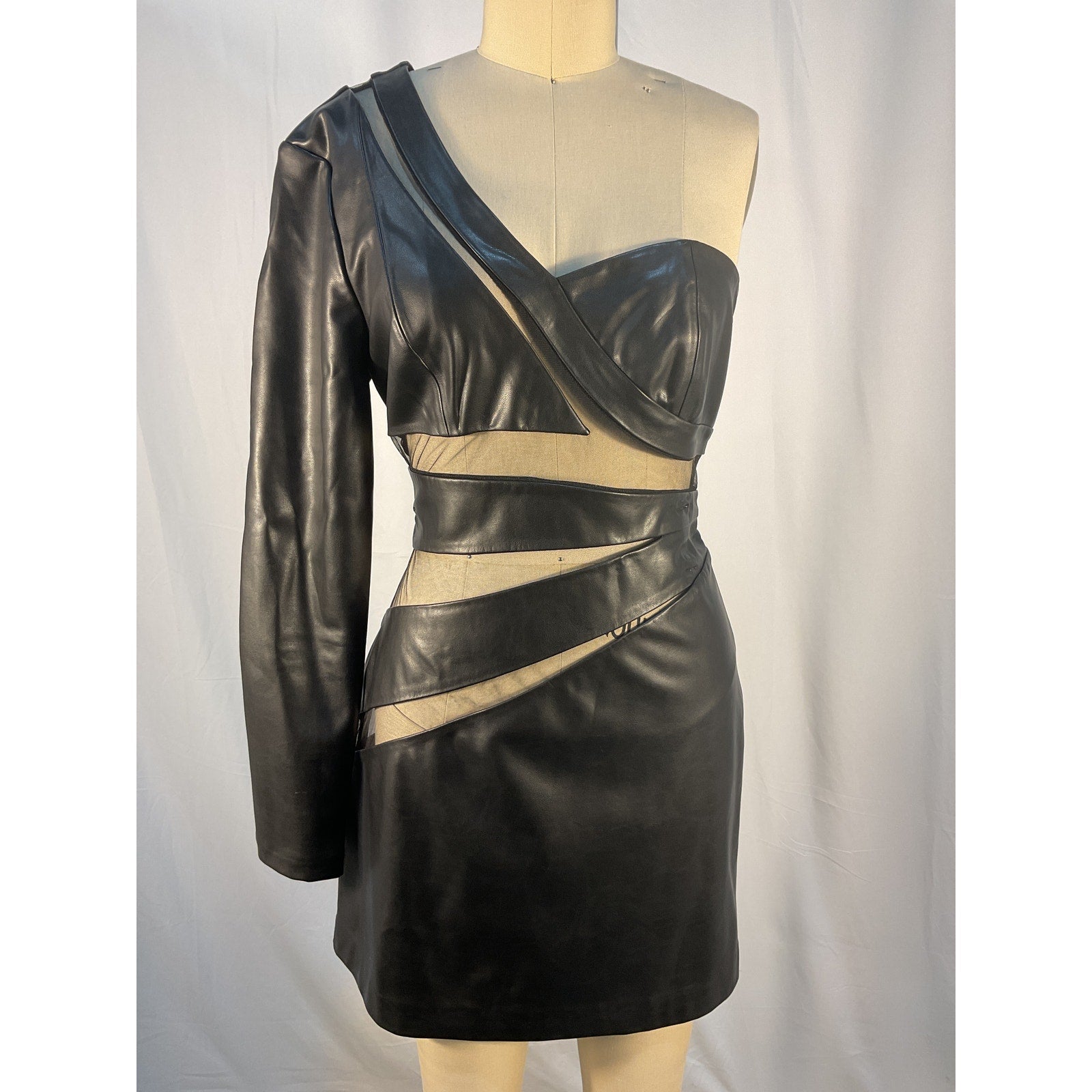 Michael Costello x Revolve 'Wade' Black Polyurethane Mini Dress  Size M