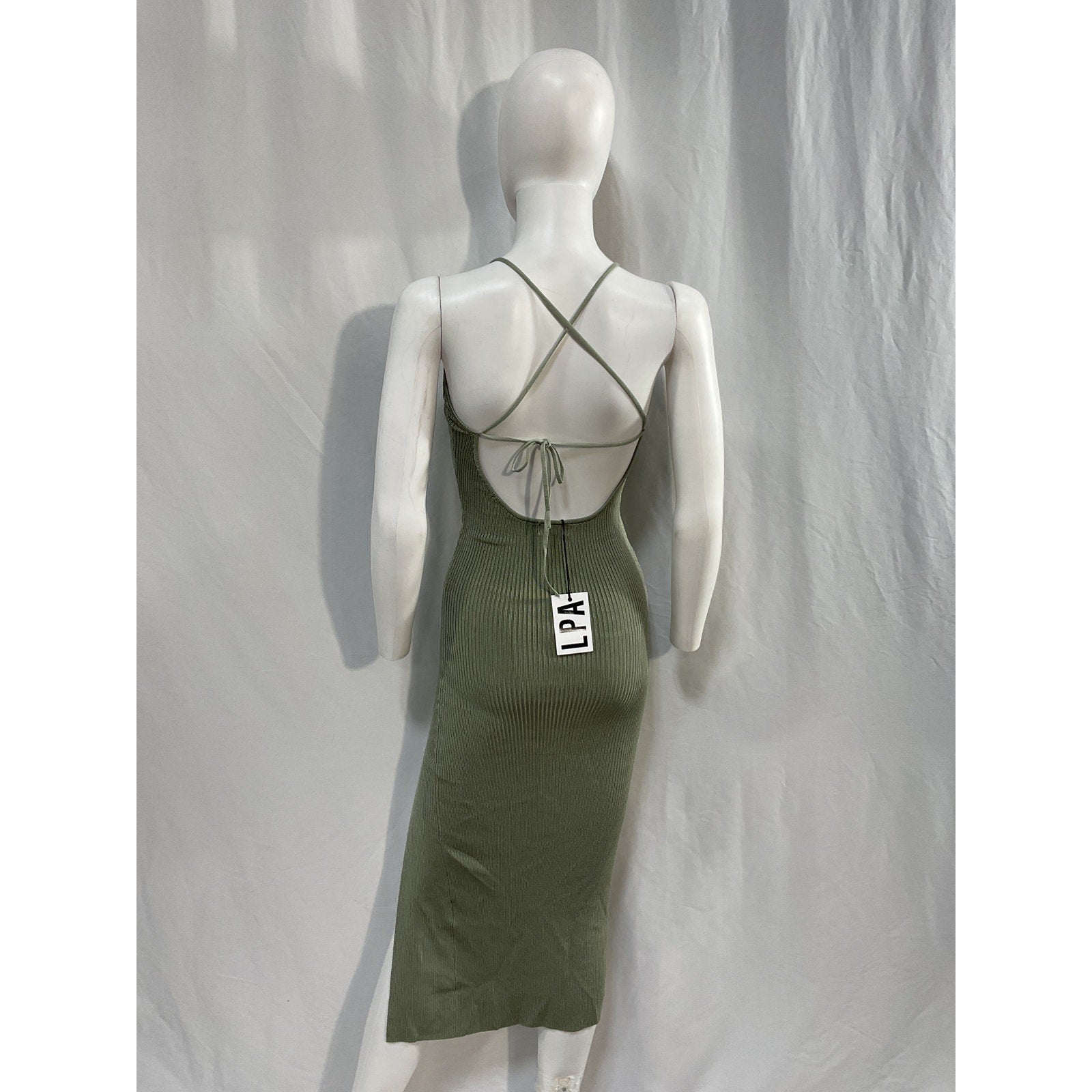 Lpa 'Karter' Green Rayon Knit Midi Dress Size XS - NWT