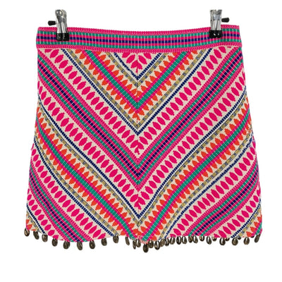 Saylor Vibrant Multicolor Puka Shell Trimmed Skirt Size S