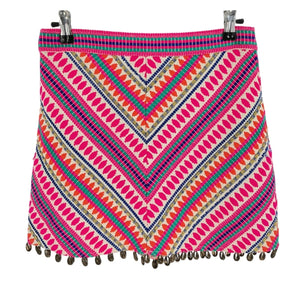 Saylor Vibrant Multicolor Puka Shell Trimmed Skirt Size S