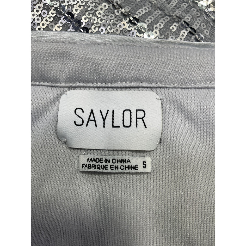 Saylor 'Persephone' Silver Polyester Top & Mini Skirt Set Size S
