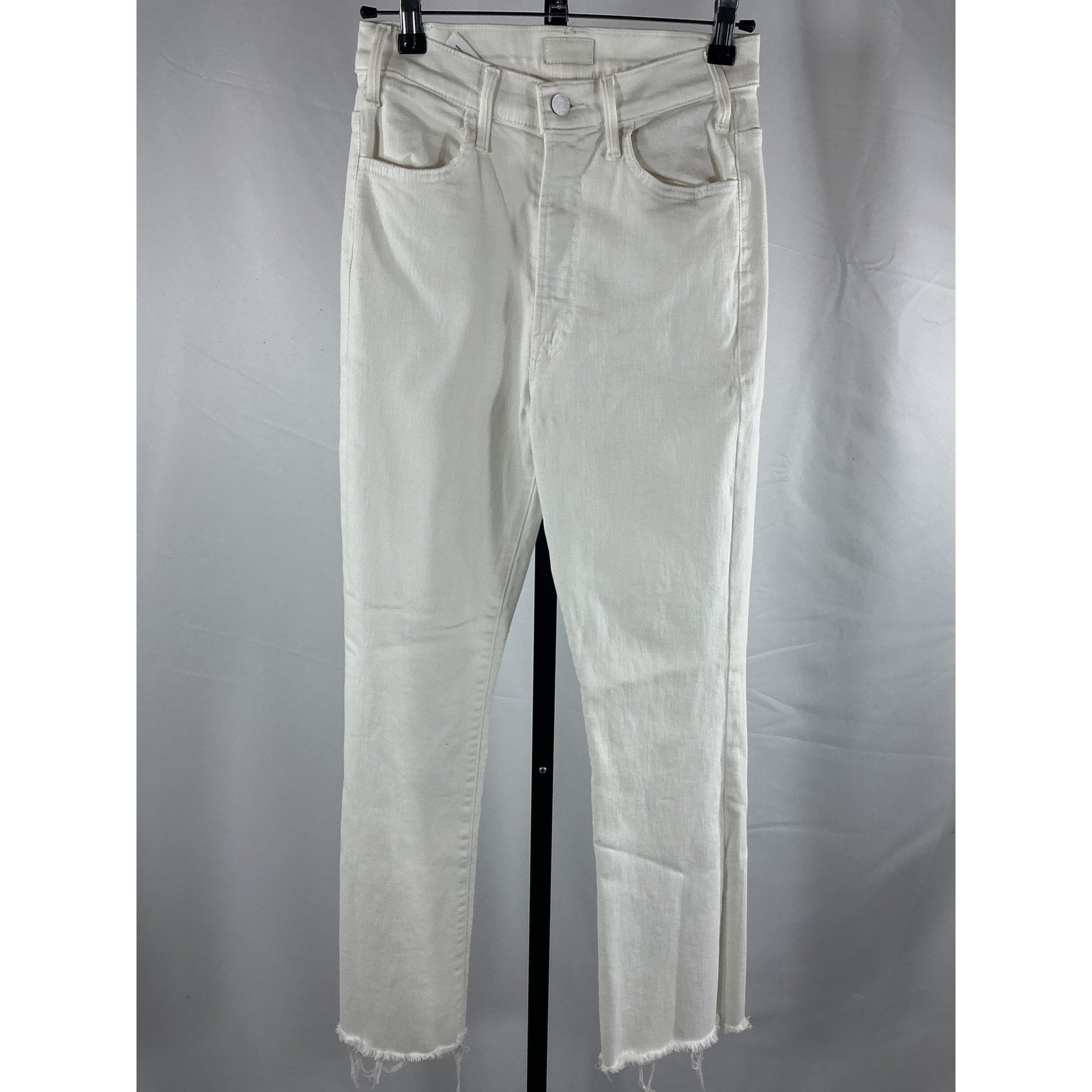 Mother The Hustler Ankle Fray White Cotton Jeans Size 26