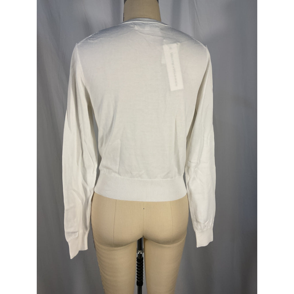 White + Warren White Crewneck Button Cardigan Size XS - NWT