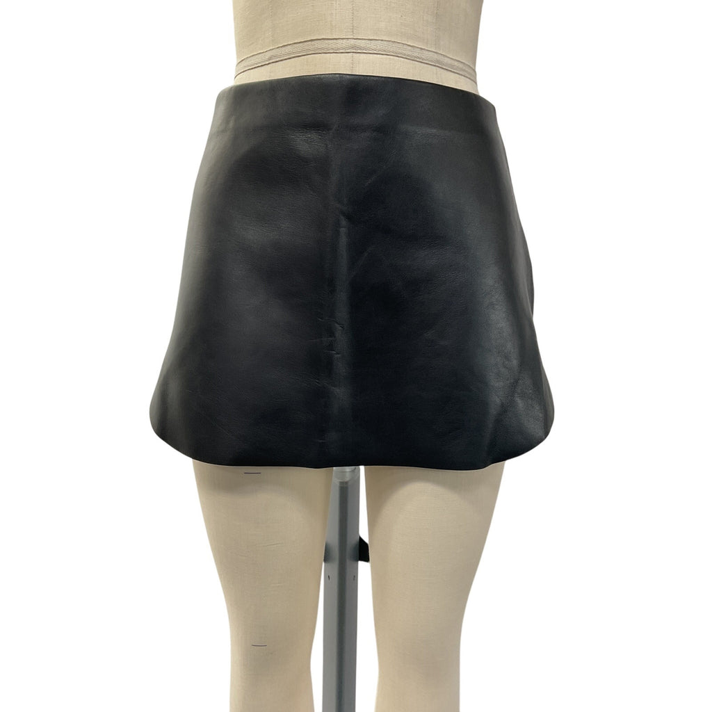 L'Academie 'Dionne' Black Lamb Leather Mini Skirt Size S