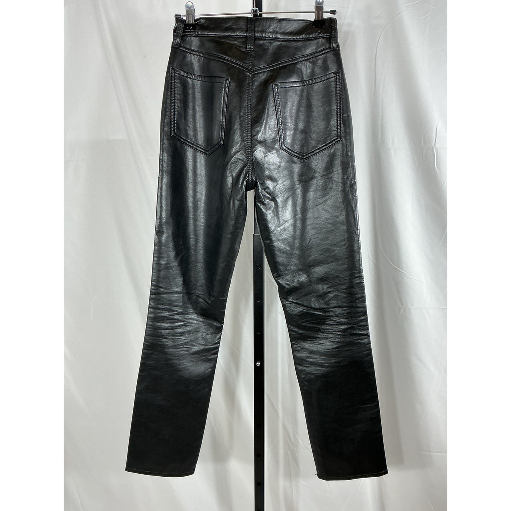 Agolde Recycled Black Leather Riley Long Pant Size 24