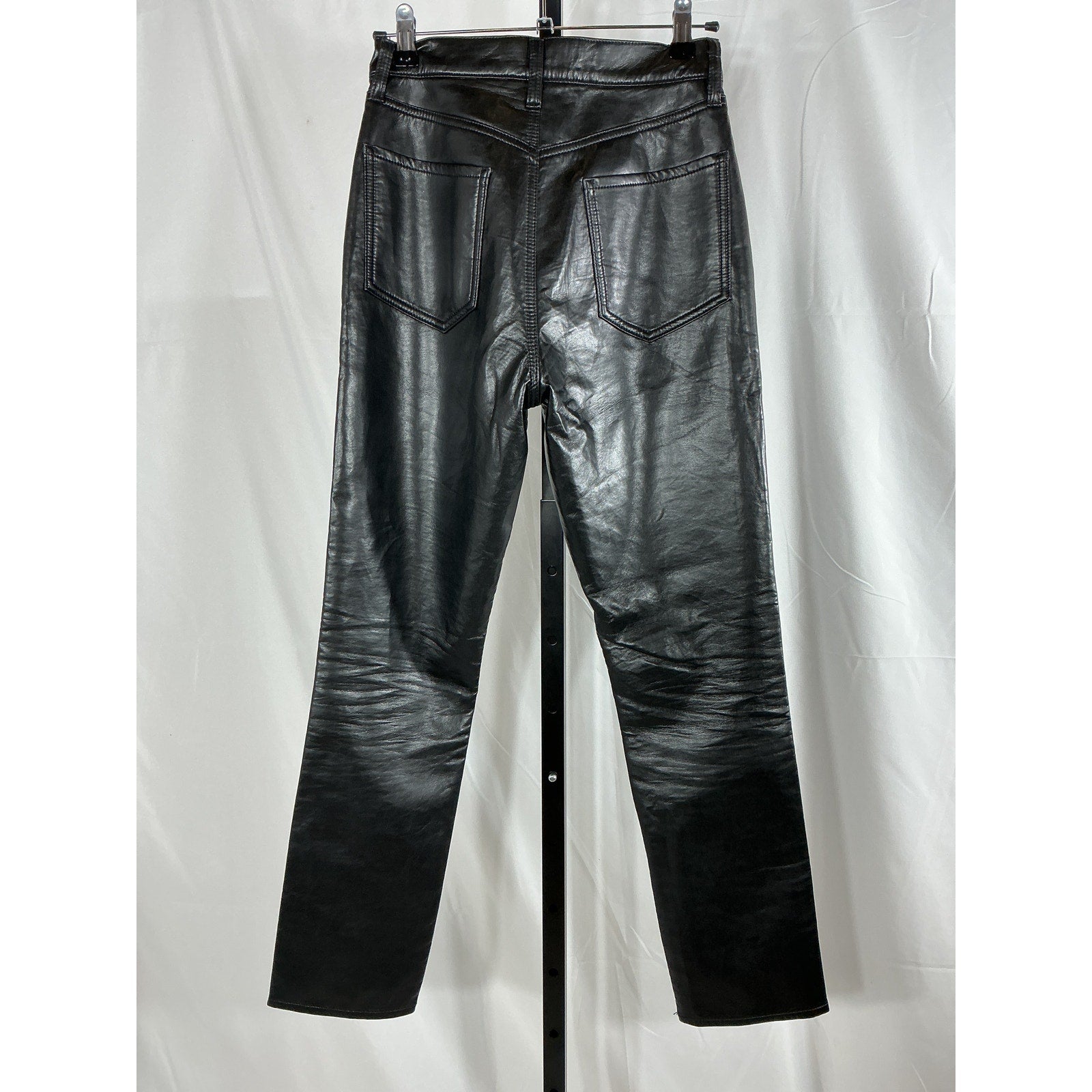 Agolde Recycled Black Leather Riley Long Pant Size 24