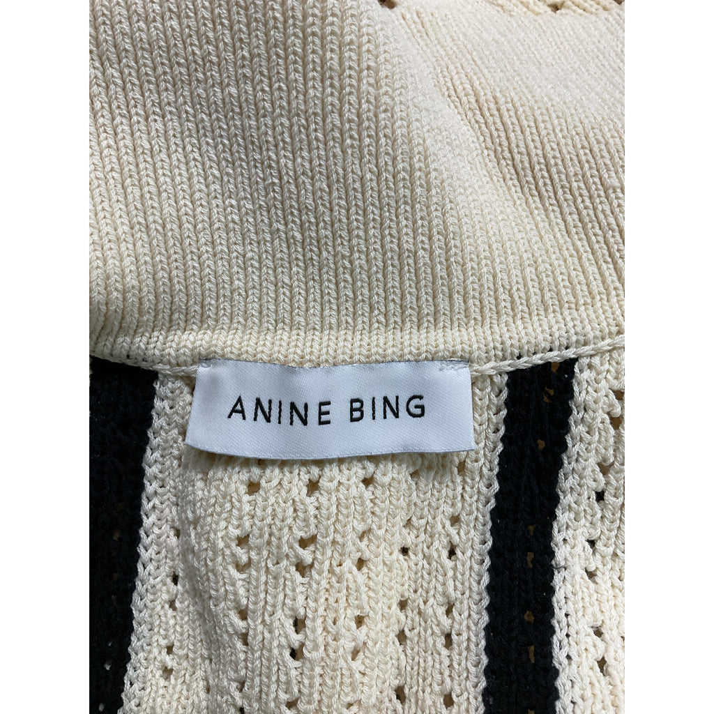 Anine Bing 'Alexis' Whit Stripe Short Sleeve Sweater Size S