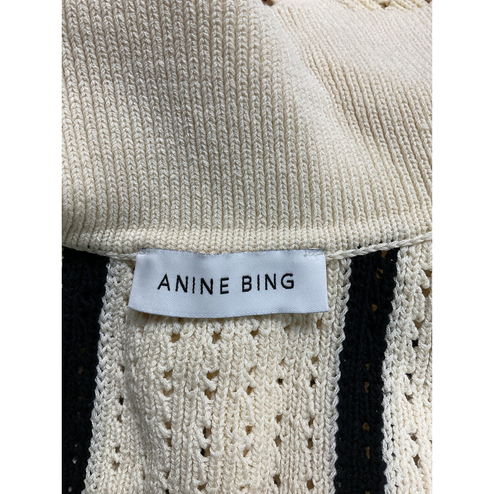 Anine Bing 'Alexis' Whit Stripe Short Sleeve Sweater Size S