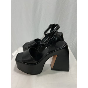Saks Fifth Avenue 'Skyhigh' Black Platform Leather Sandals Size 7