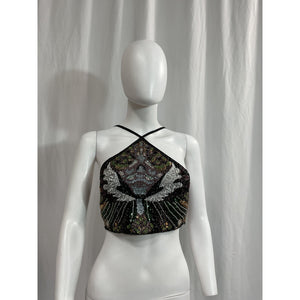 Allsaints 'Jamilia' Green Gene Embellished Top Size 2