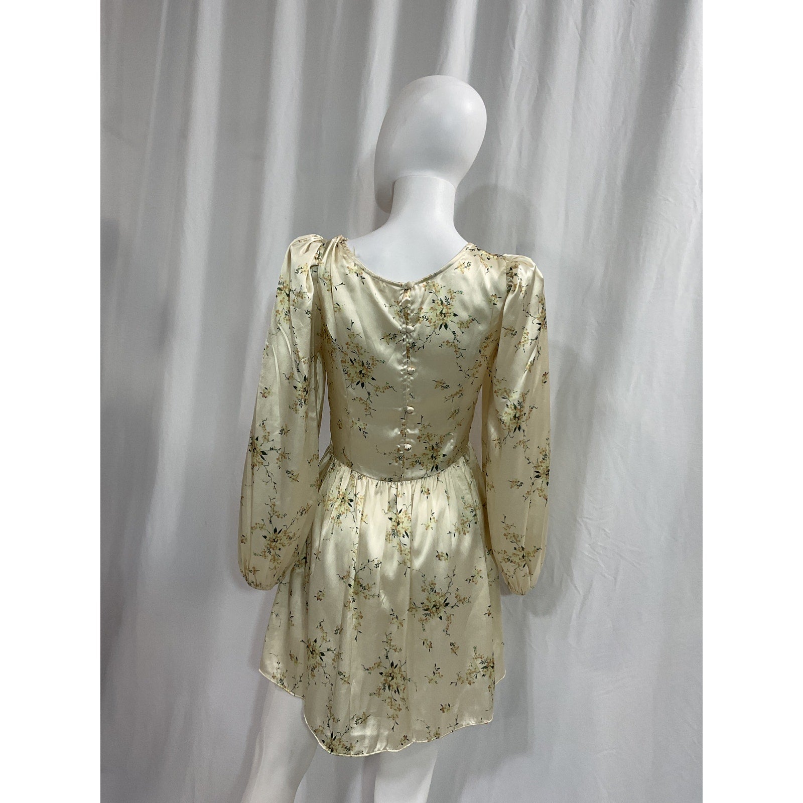 Loveshackfancy 'Garcia' Yellow Floral Satin Mini Dress Size 2