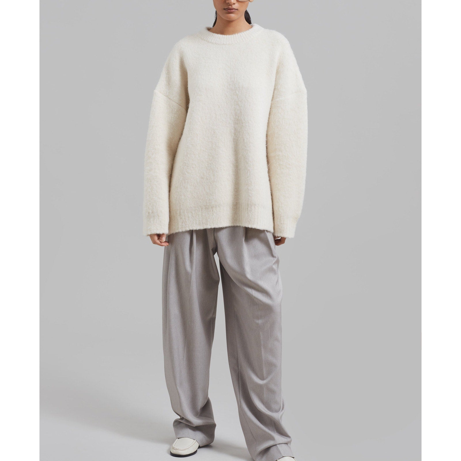 The Frankie Shop 'Jasmine' White Acrylic Sweater Size L