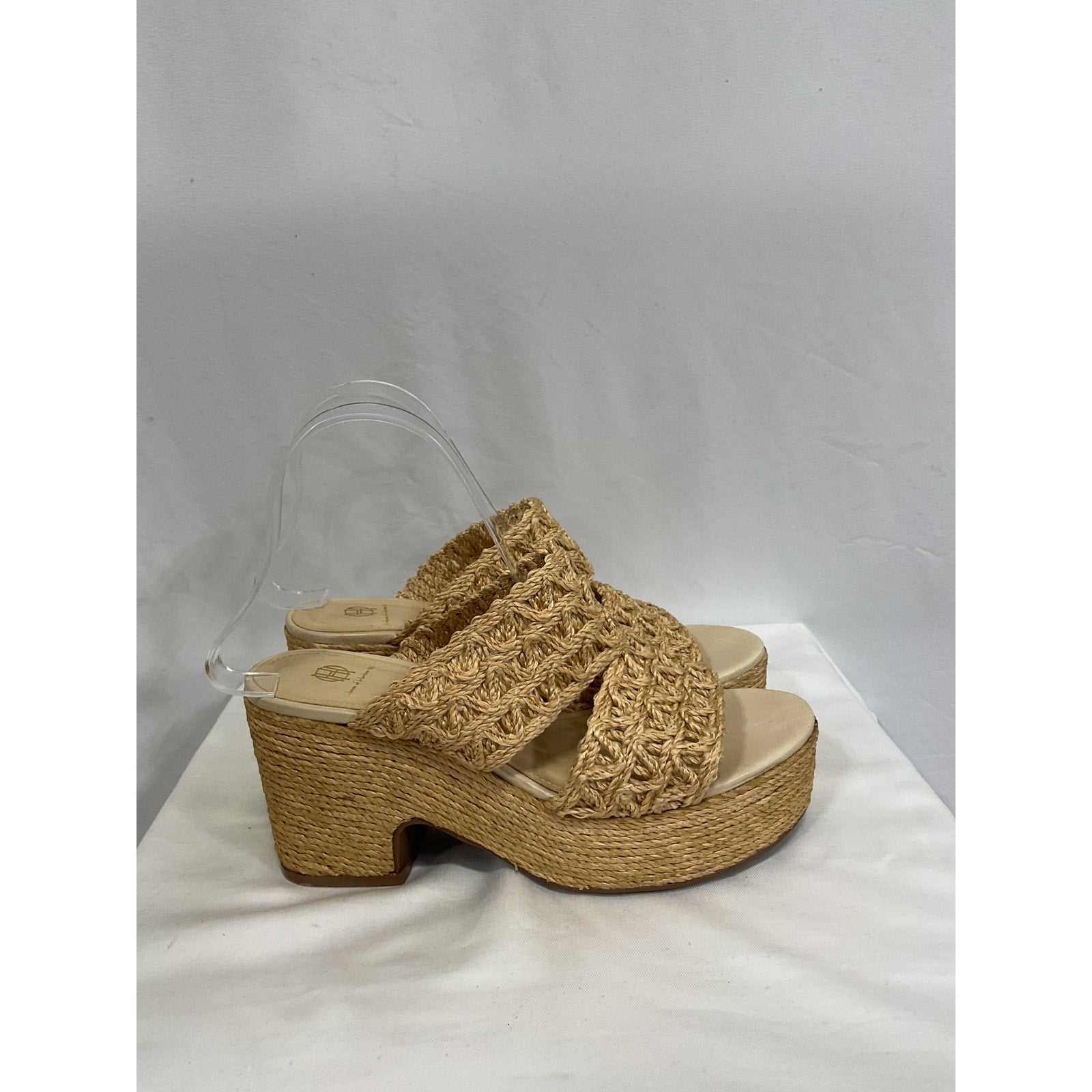 House Of Harlow 1960 x Revolve 'Birdie' Beige Raffia Heel Size 7